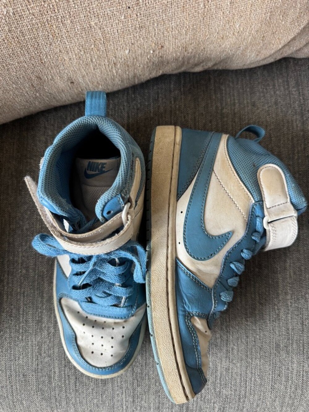 Nike Court Borough Mid 2 White University Blue Kids 4Y - Picture 4 of 8